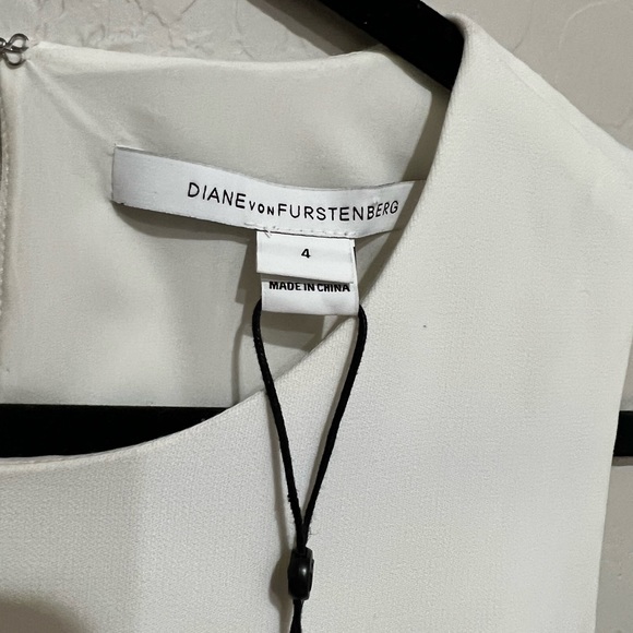 Diane Von Furstenberg Ivory Sleeveless Asymmetrical Dress *NWT*, Size 4 - Picture 2 of 7